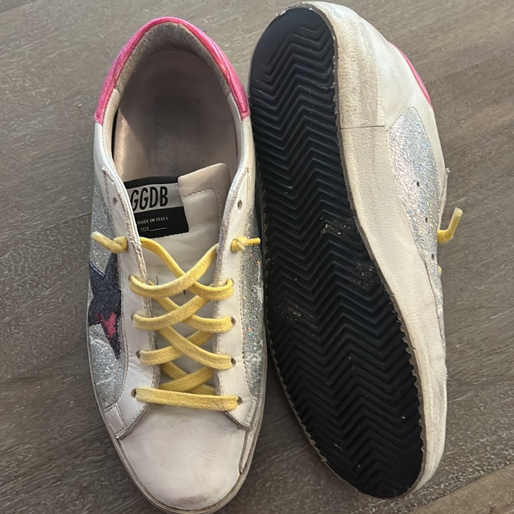 COPY - Golden Goose Silver Glitter, Pink, Yellow Superstar Sneakers 9.5/10 - Picture 5 of 6